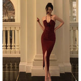 Stetnode Stunning Sheath Halter Date Night Dress Prom Dresses Red Birthday Party Outfit SD855