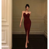 Stetnode Stunning Sheath Halter Date Night Dress Prom Dresses Red Birthday Party Outfit SD855