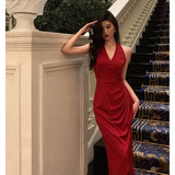 Stetnode Stunning A line V neckline Sleeveless Red Date Night Dress Prom Dresses Birthday Party Outfit SD863