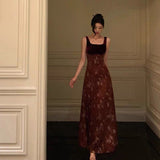 Stetnode Classy A Line Straps Burgundy Velvet Floral Prom Dresses Birthday Outfits Evening Gown SD864