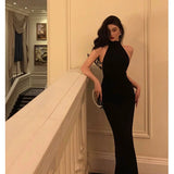 Stetnode Sexy Sheath High Neckline Backless Black Prom Dresses Birthday Outfits SD865