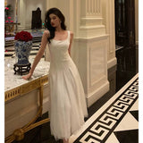 Stetnode Pretty A line Straps White Date Night Dress Tulle Prom Dresses Birthday Party Outfit SD893