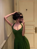 Stetnode Classy A Line Halter Dark Green Prom Dresses Birthday Outfits Evening Gown SD903