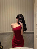 Stetnode Sexy Mermaid Spaghetti Straps Red Prom Dresses Birthday Outfits Evening Gown SD927