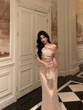 Stetnode Sexy Mermaid One Shoulder Satin Champagne Prom Dresses Long Birthday Outfits Evening Gown SD934