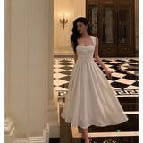 Stetnode Classy A line Square Neckline Ivory Prom Dresses Birthday Outfits Evening Gown SD939