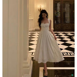 Stetnode Classy A line Square Neckline Ivory Prom Dresses Birthday Outfits Evening Gown SD939