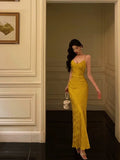 Stetnode Sexy Sheath Spaghetti Straps Gold Prom Dresses Birthday Outfits Evening Gown SD969