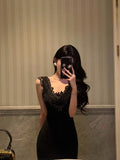 Stetnode Sexy Sheath V Neckline Black Long Prom Dresses Birthday Outfits Evening Gown SD971