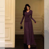 Stetnode Elegant Sheath V Neckline Grape Long Prom Dresses Birthday Outfits Evening Gown SD980