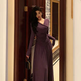 Stetnode Elegant Sheath V Neckline Grape Long Prom Dresses Birthday Outfits Evening Gown SD980