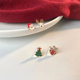 Stetnode Fashion Small Christmas Earrings for Women Cute Asymmetric Elk Santa Claus Snowflake Xmas Tree Stud Earring Girls Party Jewelry