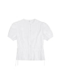 Stetnode Fairycore White Blouse Women Short Sleeve Slimming Waist Shirts Feminina Ladies Cropped Tops Korean Fashion Chic New