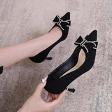 Stetnode Versatile New Single Shoes Autumn and Winter  Sexy Pointy Rhinestone Black Mature Women's Thin Heels High-heel Zapatos Mujer