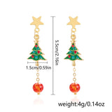 Stetnode New Crystal Christmas Tree Tassel Earrings for Women Trendy Rhinestone Snowflake Bow Round Drop Earring Girls Christmas Jewelry