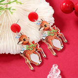 Stetnode New Creative Cartoon Christmas Earrings for Women Girl Cute Acrylic Snowman Dinosaur Elk Xmas Tree Drop Earring New Year Jewelry