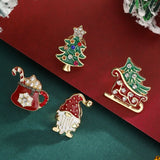 Stetnode 4 Pcs Drip Oil Santa Claus Christmas Tree Sled Car Brooches for Women Men New Year Christmas Office Party Jewelry Accessories