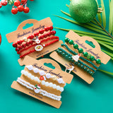 Stetnode 4 Pcs/Set Christmas Colorful Beads Bracelets for Women Handmade Snowman Santa Claus Elk Pendant Bracelet New Year Jewelry Gifts