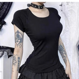 Stetnode Angel Wings Mesh Short Sleeved T-shirt for Women Summer Sexy See Through Tops Mujer Y2k Slim Fit  Sleeve Tee Shirt