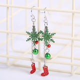 Stetnode Cute Christmas Snowman Earrings for Women Elegant Snowflake Christmas Tree Sock Bells Earrings New Year Party Jewelry Gift