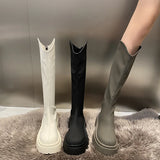 Stetnode Platform Women Knee High Boots Fashion Back Zippers Shoes Autumn Winter Thick Heel Women's Knight Long Booties