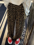 Stetnode Leopard Print Slit High Waist Wide Leg Pants Fashion Street Loose Casual Pants Retro All-match Trousers Streetwear Women