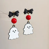 Stetnode Cute Resin Ghost Drop Earrings for Women Red Bowknot Star Ghost Earring Christmas Halloween Festival Party Jewelry Accessories