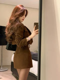 Stetnode Elegant Fashion Long Sleeve Coat Women+ Sexy Slim Fit Camisole Tops+ Y2k High Waist Bodycon Skirts Sping New Three Piece Sets