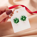 Stetnode Handmade Christmas Stud Earrings For Women Red Green Xmas Color Ribbons Earrings Merry Christmas New Year Party Jewelry Gift