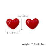 Stetnode Korean Popular Grid Heart Stud Earrings for Women Temperament Red Series Flower Earrings Girls Party Wedding Jewelry Accessories