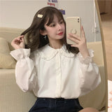 Stetnode Vintage Women White Shirt Preppy Style Fashion Elegant Female Long Sleeve Blouse Y2K Sweet Kawaii All Match Shirts