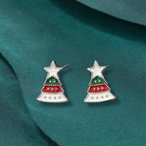 Stetnode Fashion Small Christmas Earrings for Women Cute Asymmetric Elk Santa Claus Snowflake Xmas Tree Stud Earring Girls Party Jewelry