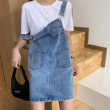 Stetnode Summer Denim Overall Dress for Women 2024 Pockets Sleeveless Jeans Dresses Woman Korean Loose Spaghetti Strap Dress Mujer