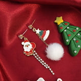 Stetnode Christmas Long Tassel Hairball Drop Earrings for Women Cute Asymmetric Elk Santa Claus Bear Earring Girls New Year Party Jewelry