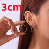 Stetnode Merry Christmas Red Green Twist Hoop Earrings for Women Girls Fashion Simple Round Circle Earrings Xmas New Year Jewelry Gifts