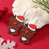 Stetnode New Creative Cartoon Christmas Earrings for Women Girl Cute Acrylic Snowman Dinosaur Elk Xmas Tree Drop Earring New Year Jewelry