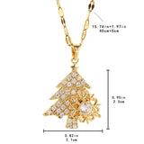 Stetnode Creative Rotating Snowflake Christmas Tree Necklace for Women Titanium Steel Colorful Zircon Xmas Tree Collar Chain Jewelry Gift