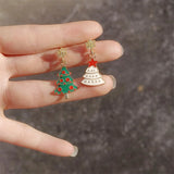 Stetnode Small Cute Christmas Tree Drop Earrings for Women Delicate Enamel Star Xmas Tree Pendant Earring Girls Holiday Versatile Jewelry