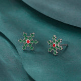 Stetnode Fashion Small Christmas Earrings for Women Cute Asymmetric Elk Santa Claus Snowflake Xmas Tree Stud Earring Girls Party Jewelry