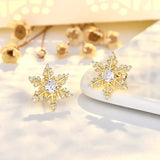 Stetnode Shiny Rhinestone Snowflake Stud Earrings for Women Fashion Small Snowflake Charm Earring Girls Christmas New Year Jewelry Gifts