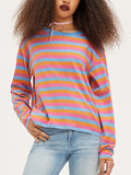 Stetnode Women's Striped Oversized Sweatshirt Casual Long Sleeve Crew Neck Pullover Top Color Block Shirt Y2k Hoodies Clothes