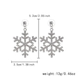 Stetnode Luxury Rhinestone Enamel Christmas Tree Earrings for Women Girls Exquisite Crystal Snowflake Earring New Year Party Jewelry Gift