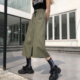 Stetnode 2024 Harajuku Long Skirt Pants Women Elastic Waist Oversized Cargo Pants Woman Summer Streetwear Wide Leg Trousers Female