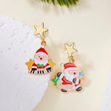 Stetnode New Trend Asymmetric Christmas Earrings for Women Cute Bear Santa Claus Christmas Tree Snowman Drop Earrings Girls Party Jewelry