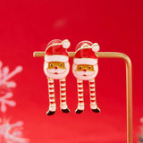 Stetnode Creative Long Legs Santa Claus Christmas Earrings for Women Cute Painting Oil Animal Elk Christmas Tree Earring New Year Jewelry