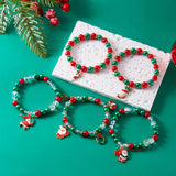 Stetnode Christmas Drip Oil Santa Claus Beaded Bracelets for Women Handmade Crystal Beads Christmas Tree Sock Charm Bracelet Jewelry Gift