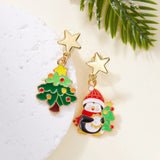 Stetnode New Trend Asymmetric Christmas Earrings for Women Cute Bear Santa Claus Christmas Tree Snowman Drop Earrings Girls Party Jewelry