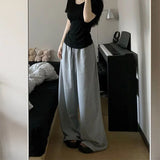 Stetnode High Waist Grey Sweatpants Women 2024 Casual Wide Leg Sport Pants Women Korean Fashion Streetwear Oversize Trousers Mujer