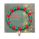 Stetnode Christmas Drip Oil Santa Claus Beaded Bracelets for Women Handmade Crystal Beads Christmas Tree Sock Charm Bracelet Jewelry Gift