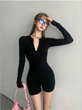 Stetnode Vintage Bodysuits Sexy Women Clothing  Korea 90s Punk Winter Slim Jumpsuits High waist Playsuit Overalls Y2k Harajuku Shorts